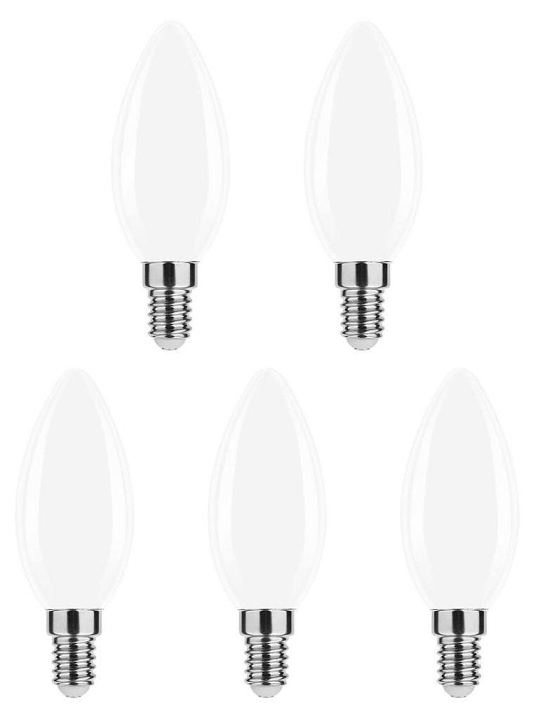 Modee E14 LED-Lampe 4W - 470lm - 2700K - Warmweiß - LED-Filament-Kerzenlampe, mattiert, B35 - Ersetzt 40W Halogen-Glühbirne - 5 Stück