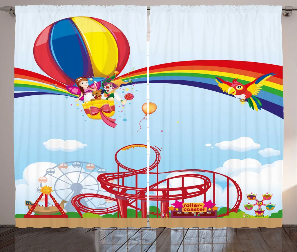 ABAKUHAUS Rideau Rustique Enfantin Multicolore pour Salon 280 x 225 cm