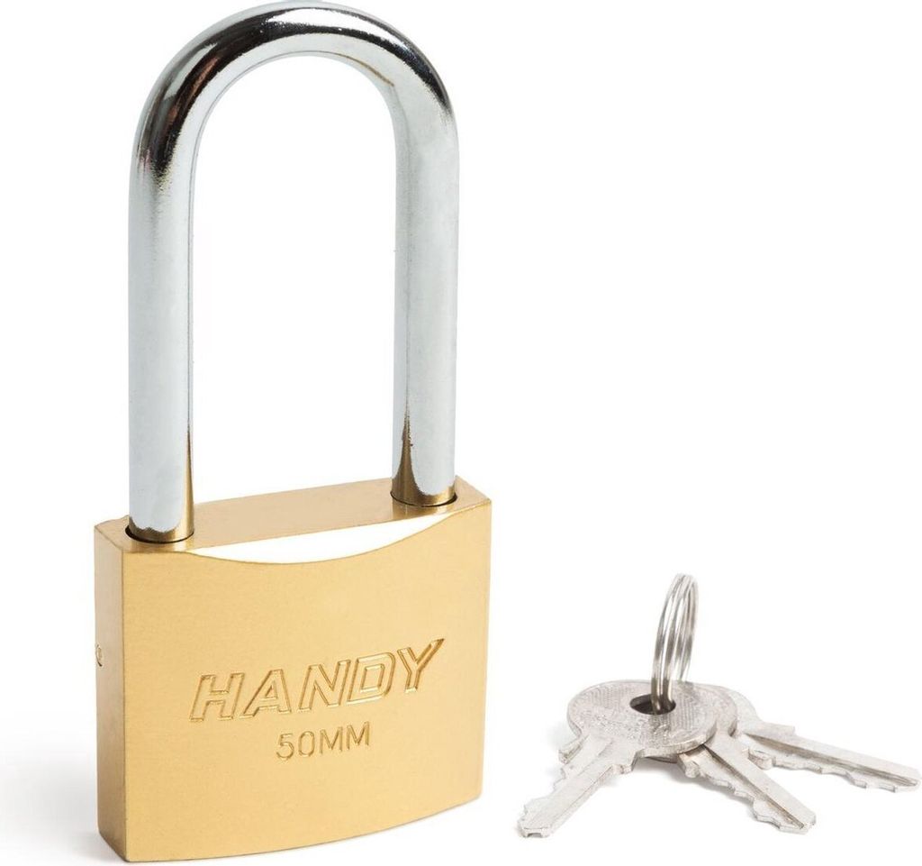 HANDY - Vorhängeschloss 48MM mit hohem Bügel - Schließ- 7,5MM - mit 3 Schlüsseln - Kofferschloss