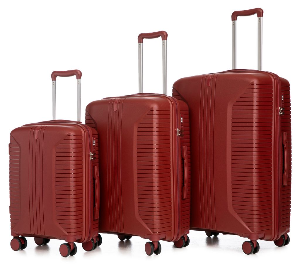 Koffer-Set 3-teilig 20"/24"/28", PP Spinner, mit Seitenhandgriff, Rot