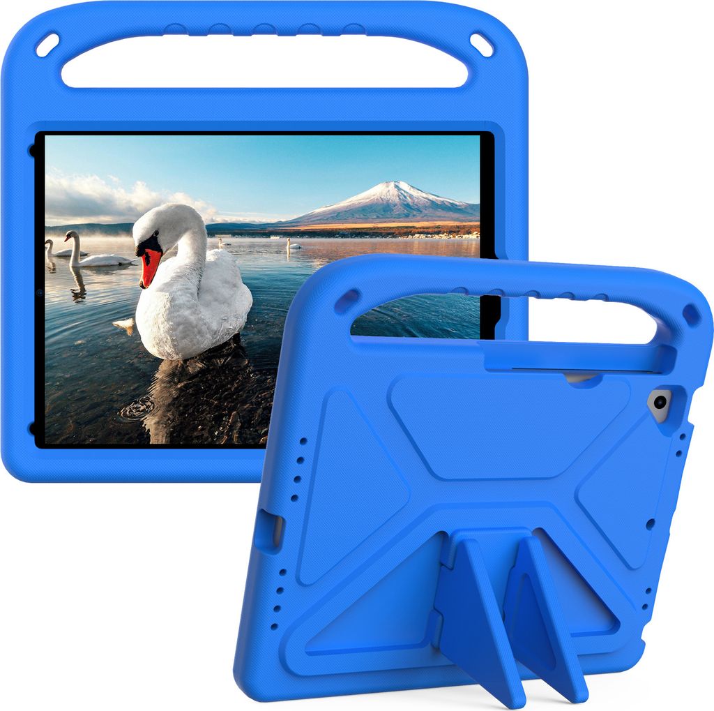 Hülle für iPad Air / Air 2 / iPad 9,7 6th/5th Gen 2018/2017, Leichte Stoßfeste Eva Kinder Schutzhülle mit Griff und Faltbarem Ständer Blau