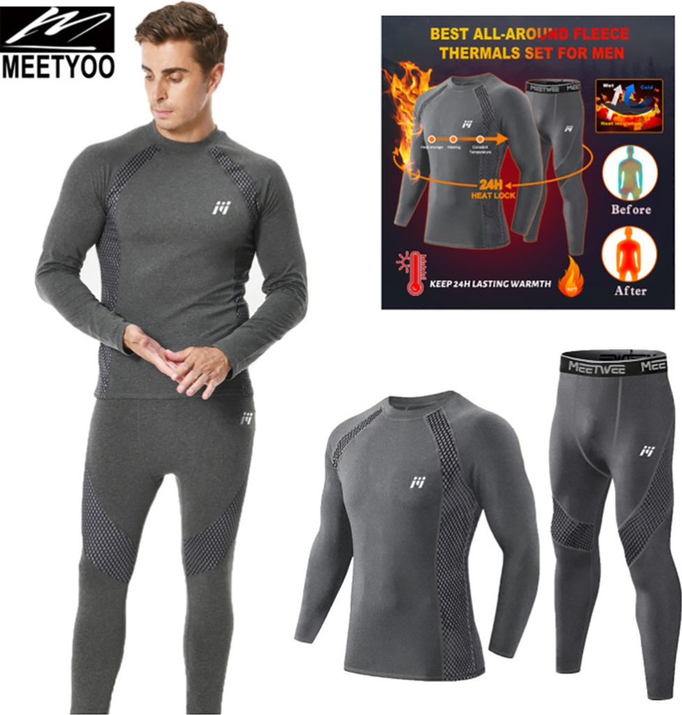 Herren Funktionswäsche Thermounterwäsche Set Skiunterwäsche Oberteile + Hosen DE