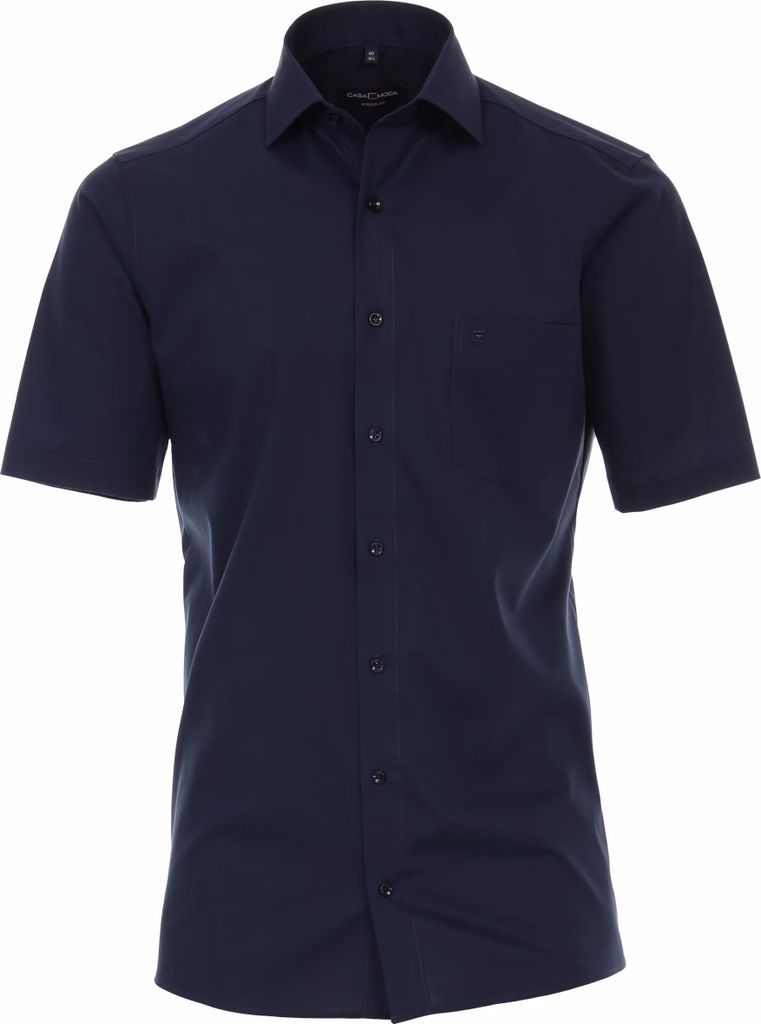 CASAMODA Herren Businesshemd Kurzarm Kent Modern-Fit Marine 46