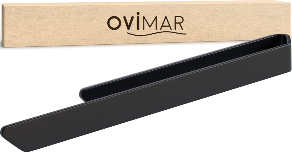 ovimar Handtuchhalter Svenskoya Schwarz aus gebürstetem Aluminium | zum Kleben | 40cm | modernes schlichtes Design | Handtuchstange ohne Bohren | ...