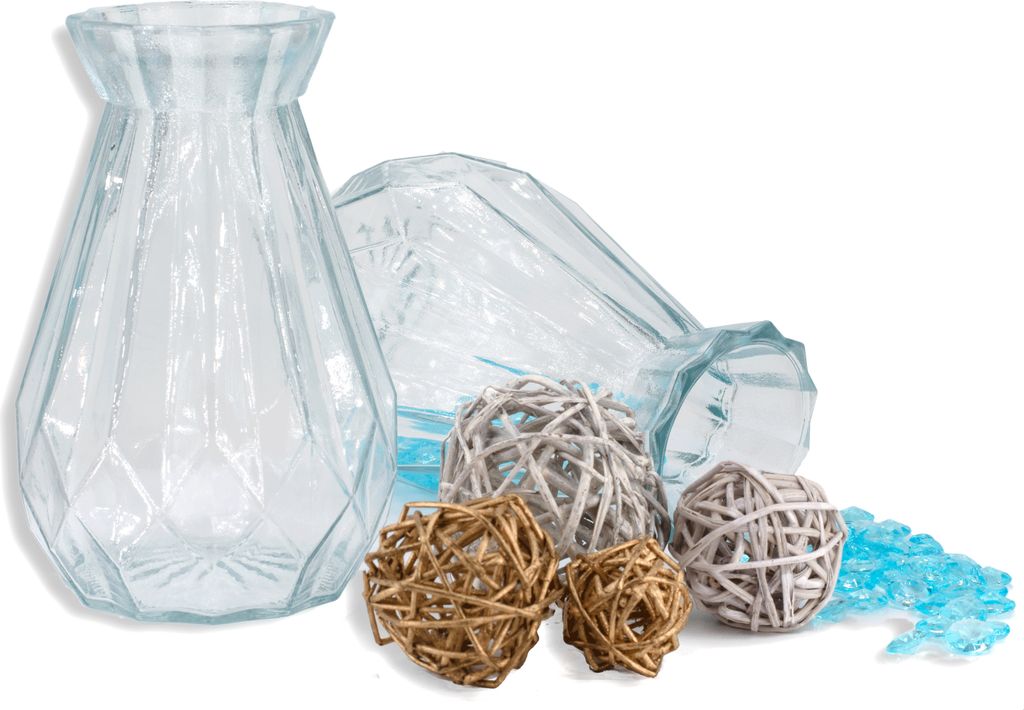Vase Glas mit Diamant Muster 14cm klar transparent 330ml, 1 Produktbild 