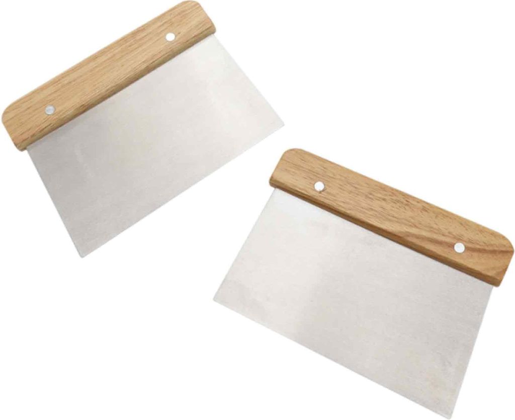Premium Teigkarte Teigschaber aus Edelstahl, mit Holzgriff und Edelstahlklinge in Lebensmittelqualität Teigschneider für Kuchen, Pizza, Brotschne...