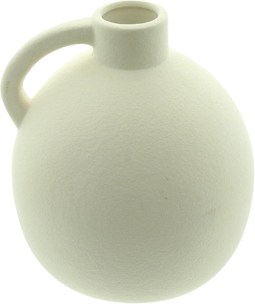 Dekovase "Krug", Porzellan, Cremeton, Bauchige Form, Angeraute Oberfläche, Nicht zum Befüllen mit Wasser Geeignet, Ø 14 x 15 cm