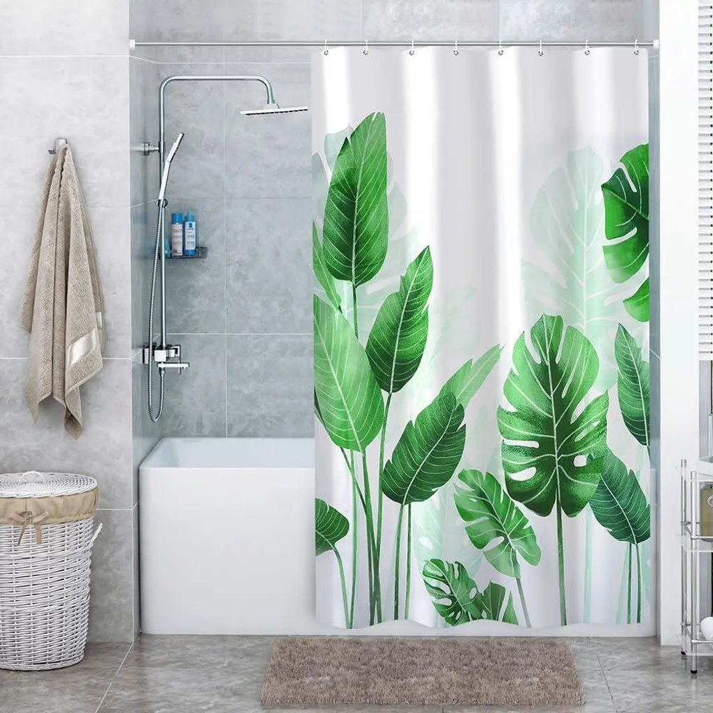 Rideau de douche 180x200 cm en polyester imperméable à carreaux gris - 3