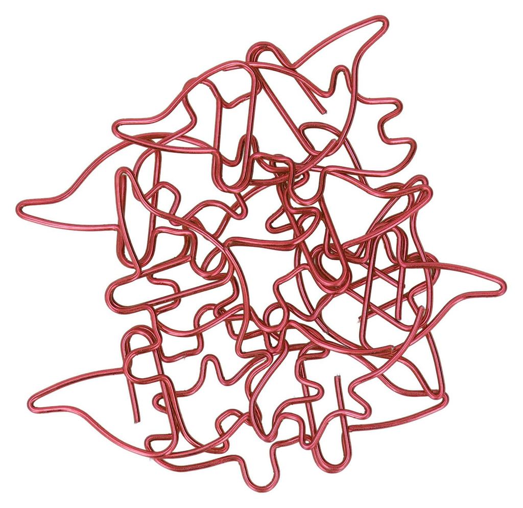 100 Stück geformte Büroklammern, rot, Triceratops-Form, Metall, Galvanisierungsprozess, leicht, tragbar, Büro für Dokumente