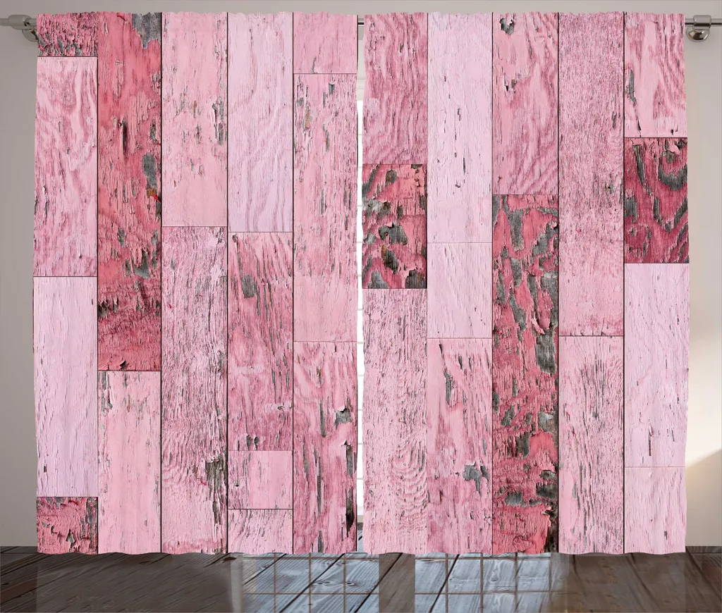 Tende Moderne 3D ABAKUHAUS 280x245 cm | Effetto Legno Rosa Grigio