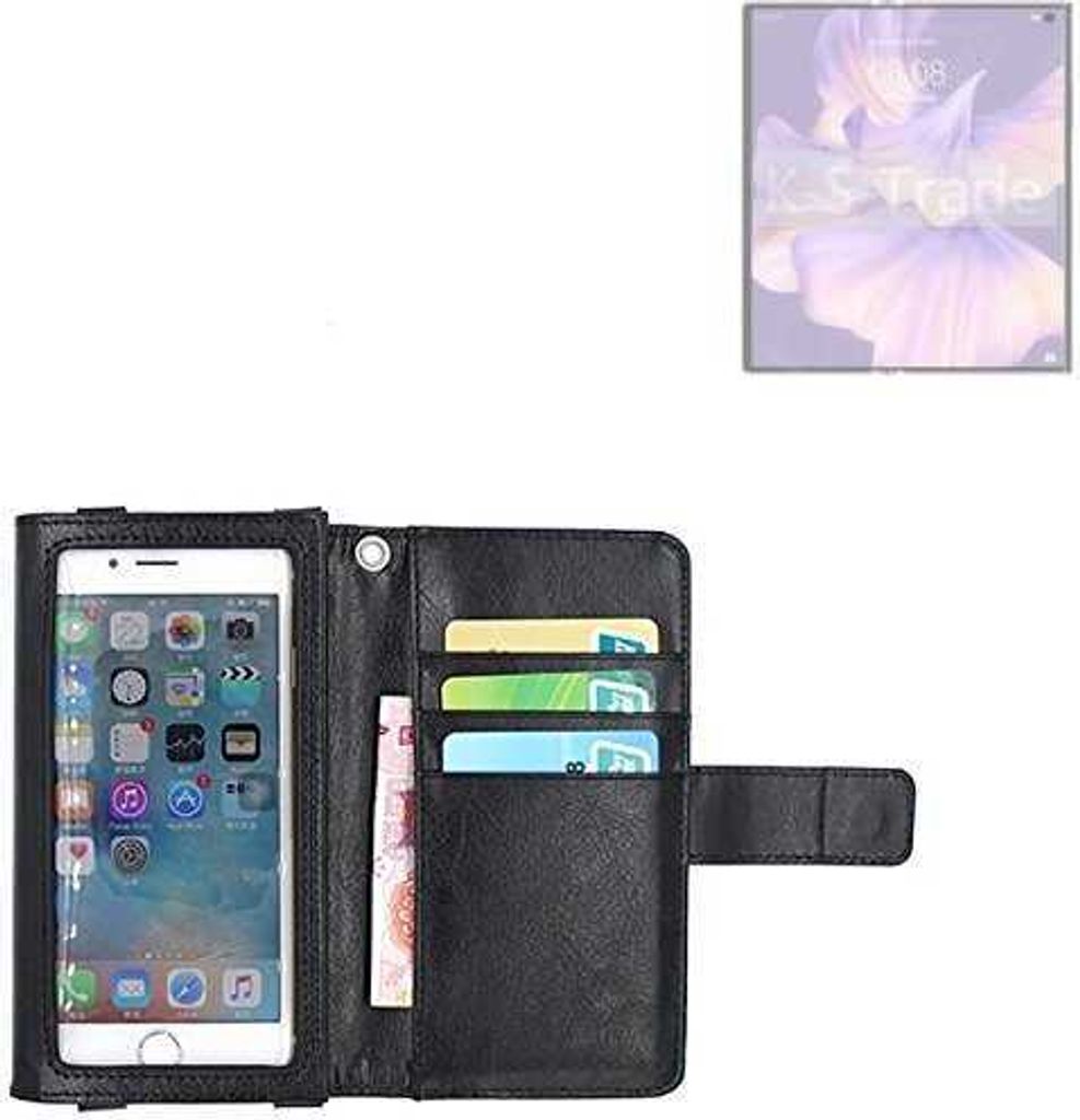 K-S-Trade Handy Hülle Schutz Hülle Kompatibel mit Huawei Mate Xs 2 Case mit Displayschutz / Schutzfolie Flip Cover Wallet case Etui Hülle schwarz