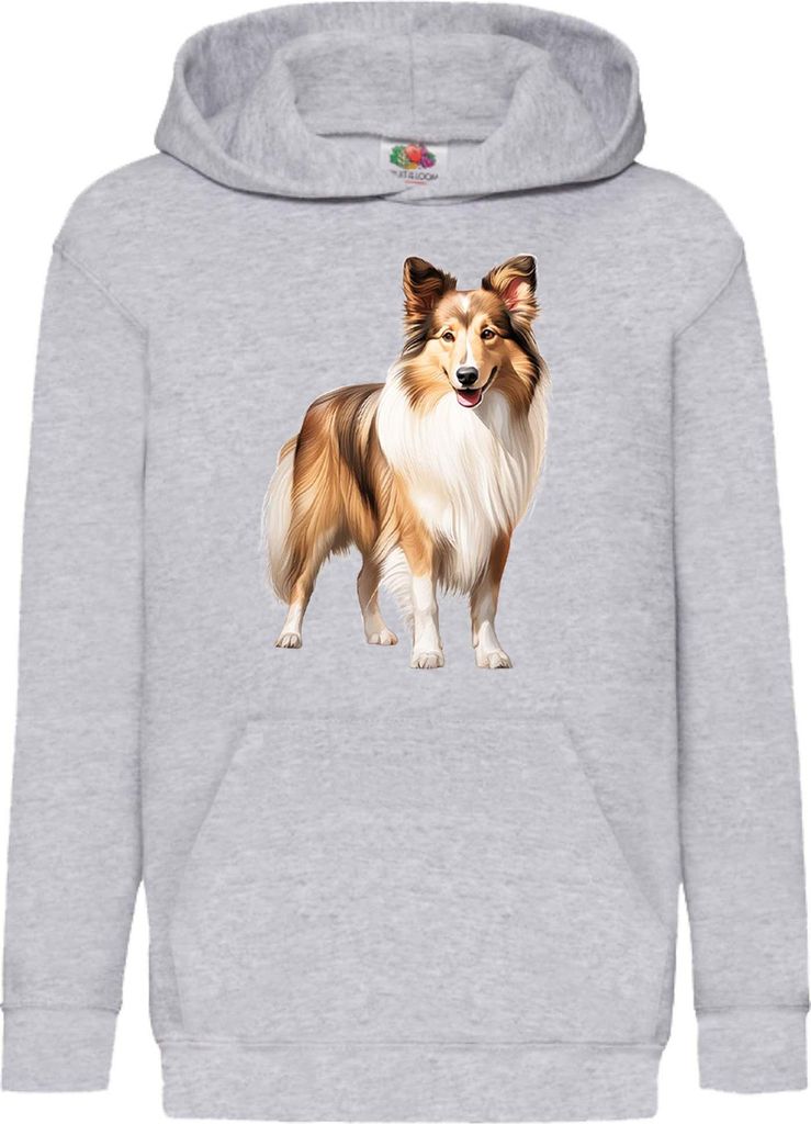 Kinder Kapuzenpullover Dogs Breeds Australian Shepherd Dog Breed 006, 7-8 Jahr - 128 / Grau