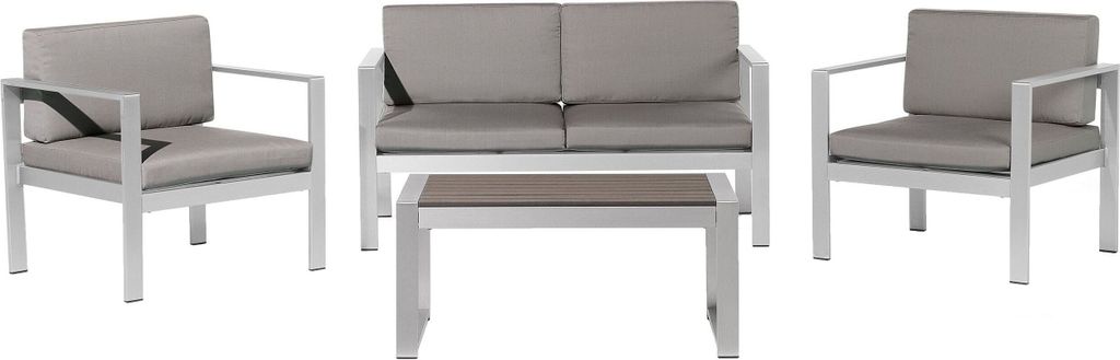 BELIANI Gartenset Dunkelgrau Aluminium Polyester 6-Sitzer Terrasse Outdoor Modern