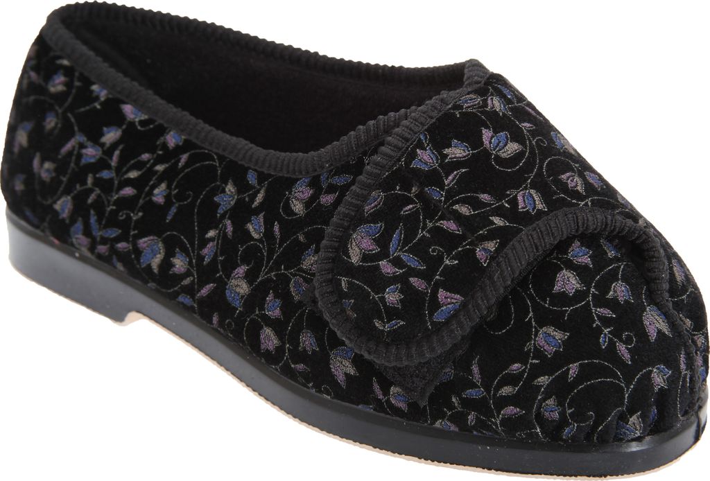 GBS Nola Damen/Frauen Hausschuhe EXTRA WEIT FS123 (37 EUR) (Schwarz)