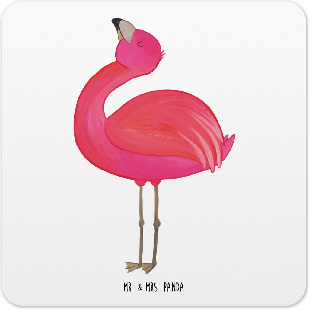 Mr. & Mrs. Panda Untersetzer für Gläser Flamingo Stolz 15er Set - Weiß - Geschenk, Rosa, Glas-Untersetzer, Coaster, Mama, Tisch, glücklich, Kun...