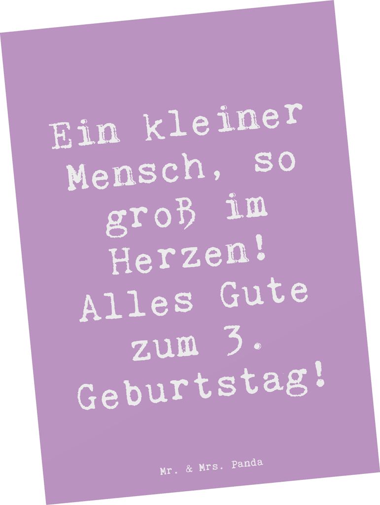 Mr. & Mrs. Panda Postkarte Spruch 3. Geburtstag Herz - Lavendeltraum - Geschenk, Feier Ideen, Postkarten, Ansichtskarten, herzergreifend, Kleinkind...