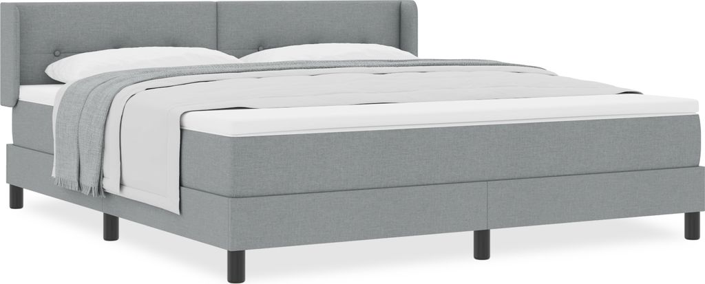 Best Möbel Bettrahmen, Boxspringbett mit Matratze Hellgrau 180x200 cm Stoff - Klassische Betten CL28611