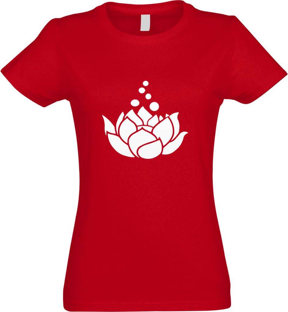 Kiwistar - T-Shirt tailliert - Damen - rot - Lotosblumen - Lotusblüte - mit Motiv Bedruckt - Funshirt Design - Sport - Freizeit - Damen - M