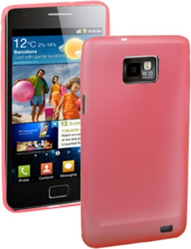 Schutzhülle Case Ultra Dünn 0,3mm für Handy Samsung Galaxy S2 i9100 Rot Transparent