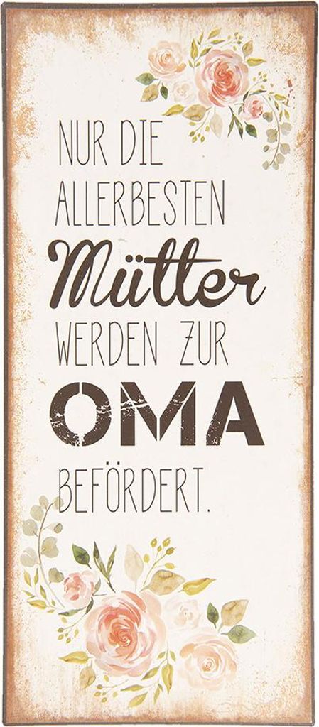 Clayre & Eef Textschild 13x30 cm Beige Metall