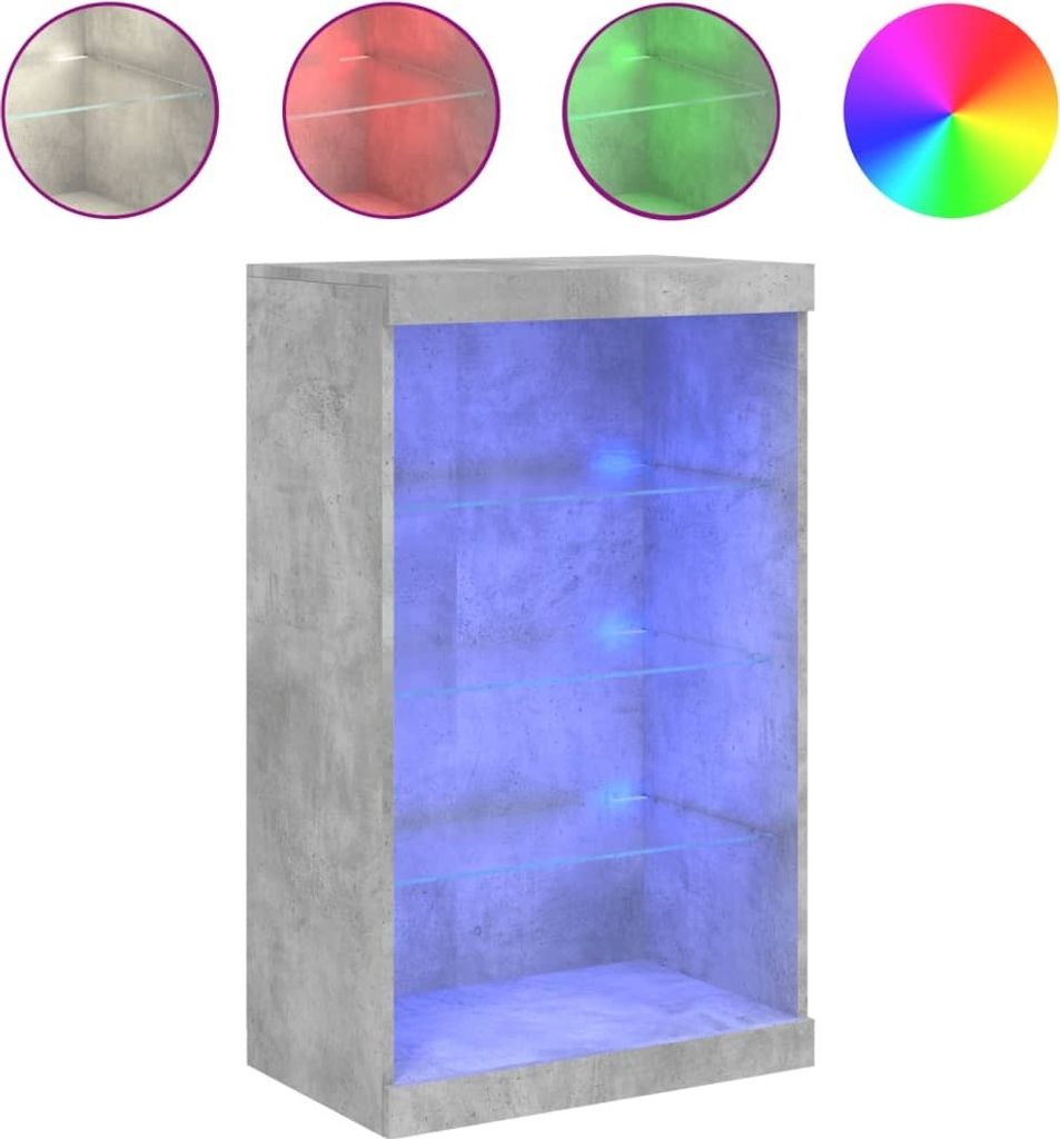 Sideboard mit LED-Leuchten Betongrau 60,5x37x100 cm