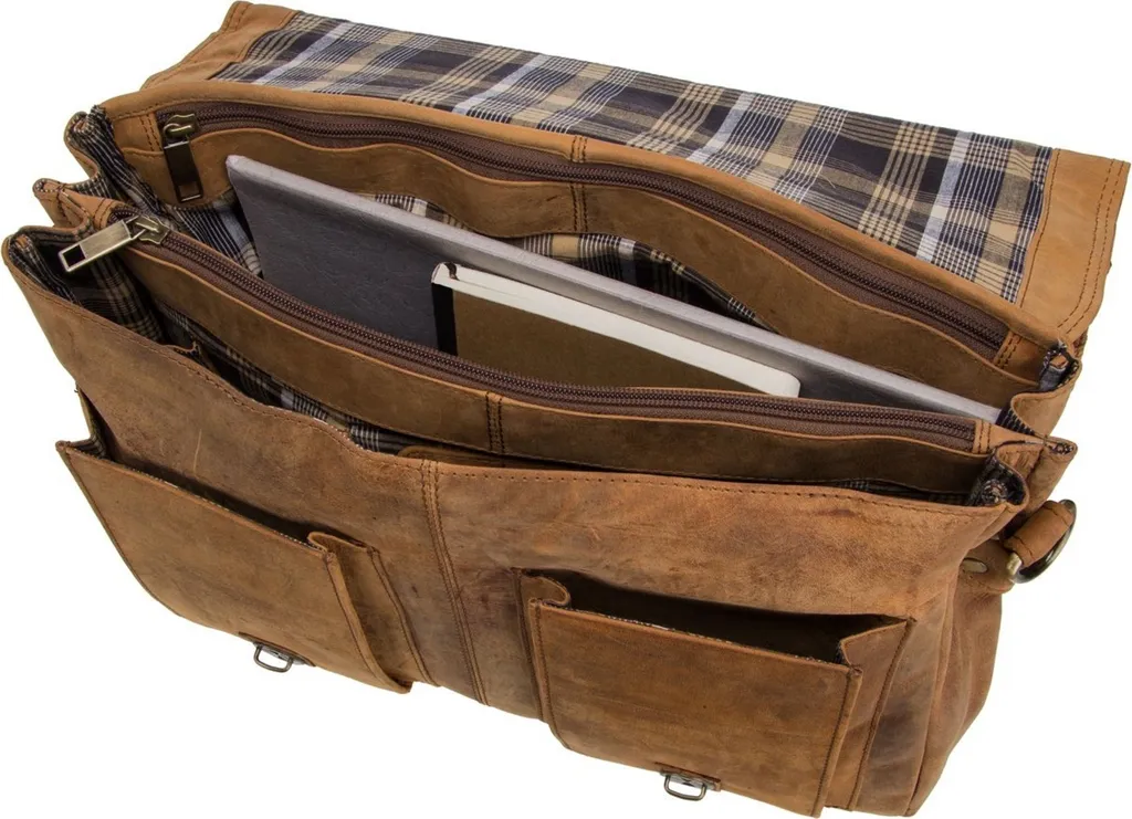 Sac Porte-Documents Harold's Antic Cuir Marron - Serviette Pro Compacte - 17