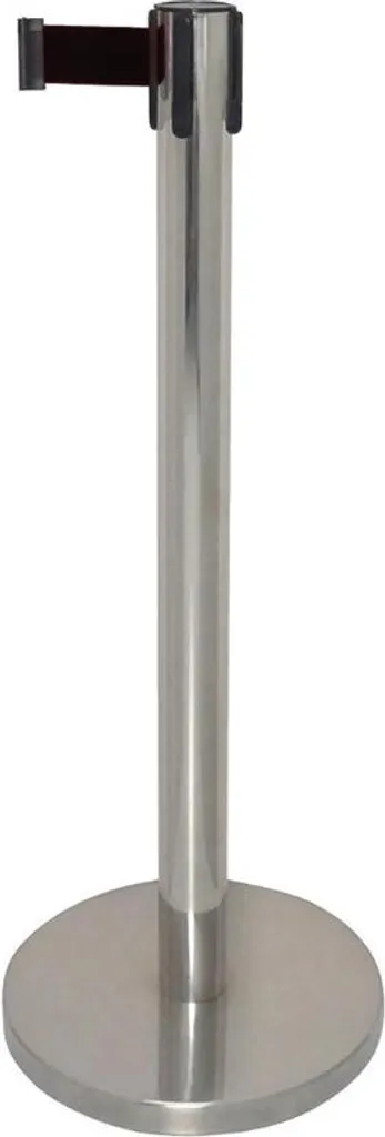 Poteau pour file d'attente Bolero inox avec sangle noire amovible