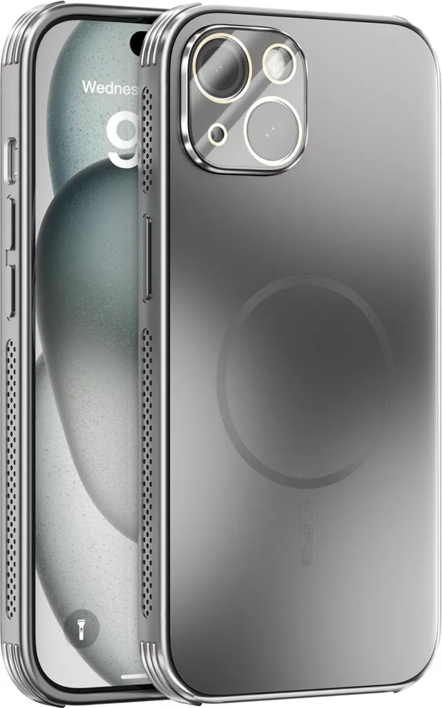 Custodia iPhone 15/14 Plus Magnetica Arancione con Protezione Fotocamera