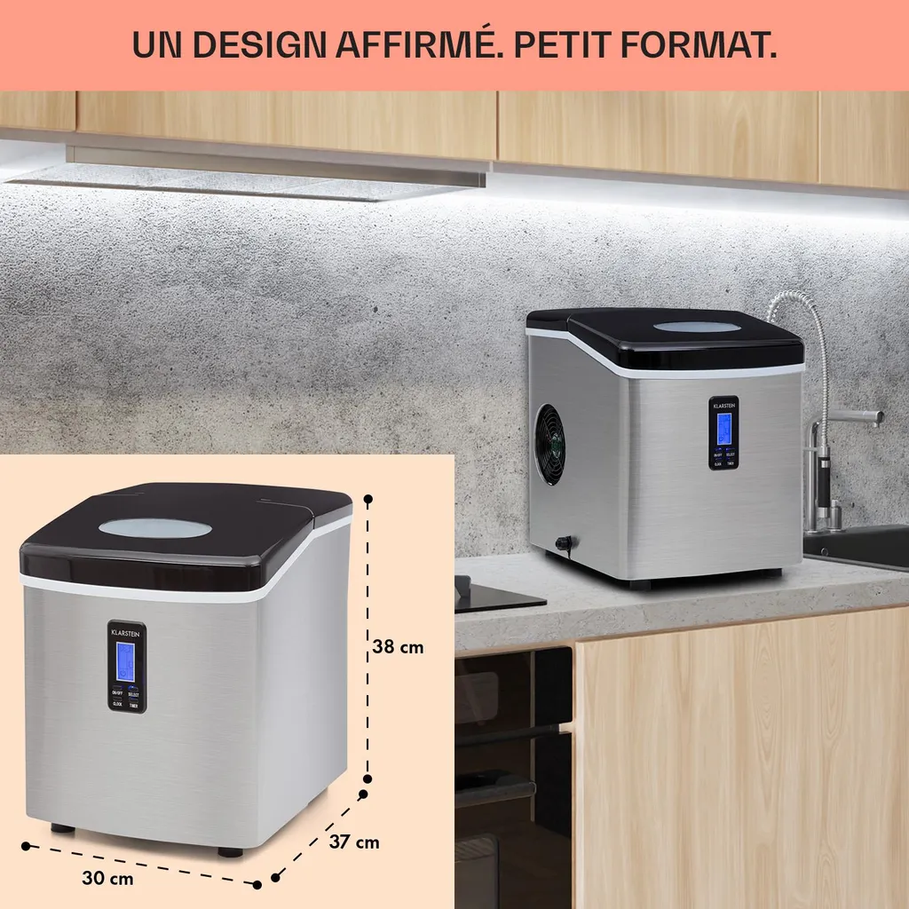 Ice Maker Rapide avec Alarme de Sécurité - Machine à Glaçons 2 Tailles
