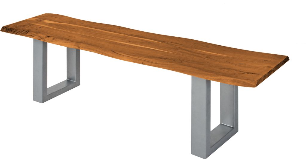 Sitzbank Baumkante 160 cm Cognac massiv Akazie silber ESRA