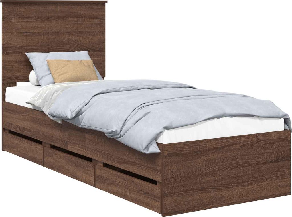 Bettrahmen Braun Eichen-Optik 75 x 190 cm Ingenieurs Holz