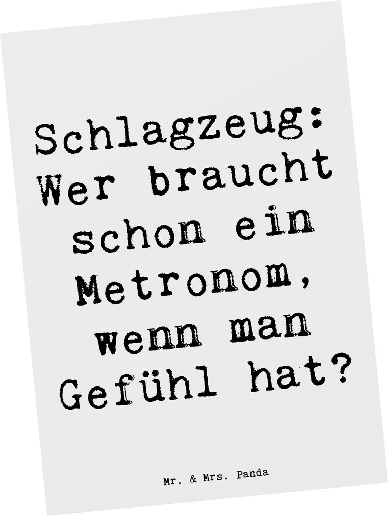 Mr. & Mrs. Panda Postkarte Spruch Schlagzeug Gefühl - Weiß - Geschenk, Schlagzeuger, Musik, Ansichtskarten, Designkarte, Postkarten, Instrument, ...