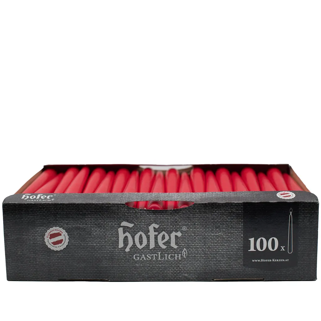 Hofer Candele Coniche Rosse 200 Pezzi - Lungo Durata 7h Senza Fumo - 5