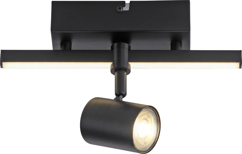 Luminaire noir bimode 1xGU10 4.5W et LED 3W blanc chaud 3000K