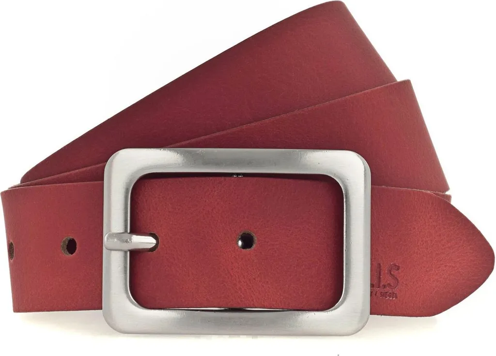 H.I.S Cintura 35mm Leather Belt W80 Red - Accessorio Iconico in Pelle