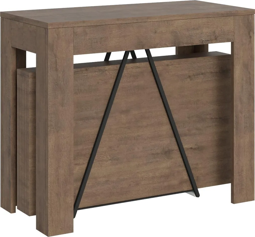 Console extensible Scicca 3 mètres finition Noyer avec rallonges incluses