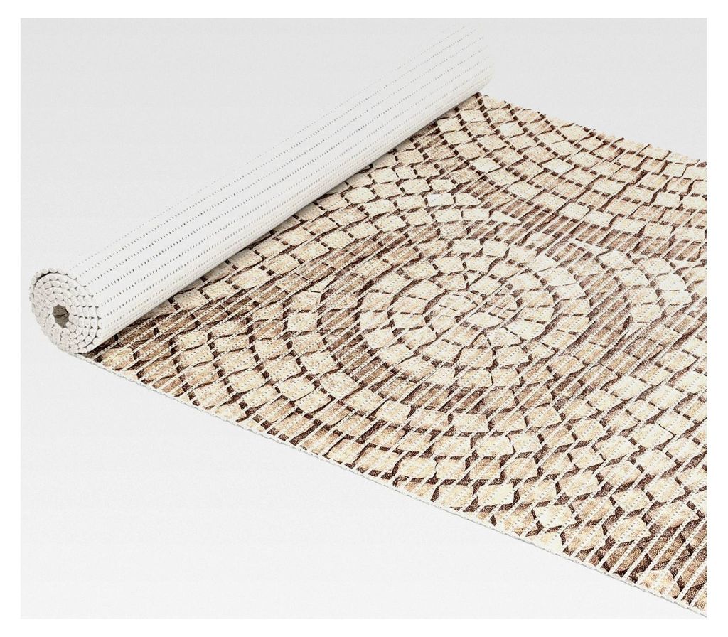 Weichschaummatte Badematte Dusche WC Vorleger Teppich Antirutsch Mosaiksteine Beige 200x65cm