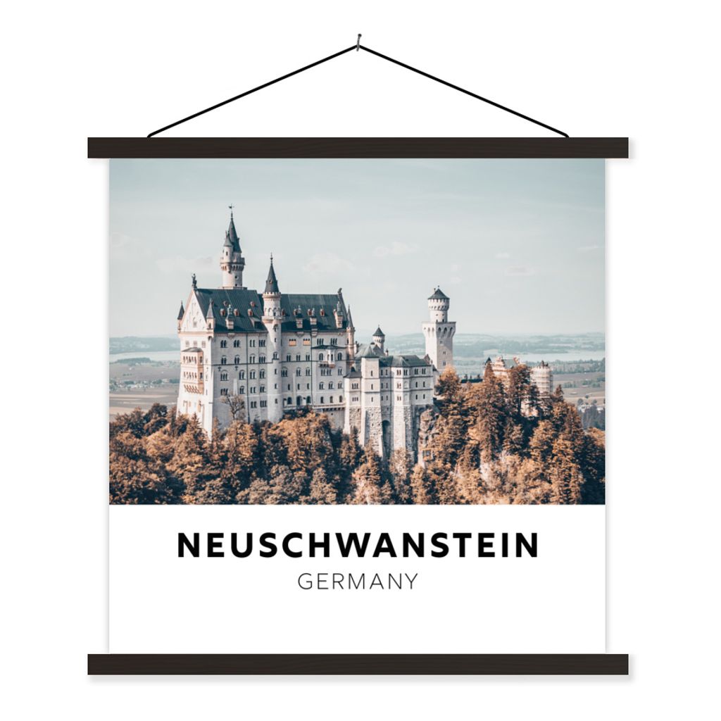 MuchoWow Textilposter Deutschland - Schloss - Bäume 40x40 cm mit schwarzem Rahmen - Fotos