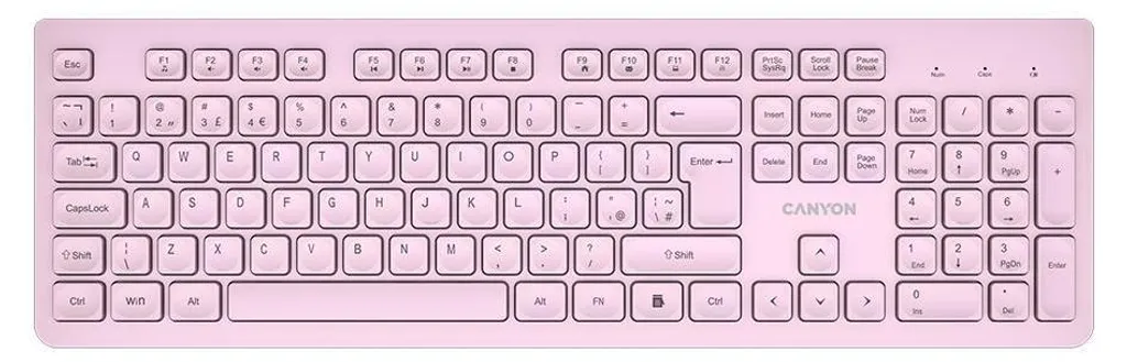 Clavier d'ordinateur sans fil rose Canyon HKB-W01 format bureautique