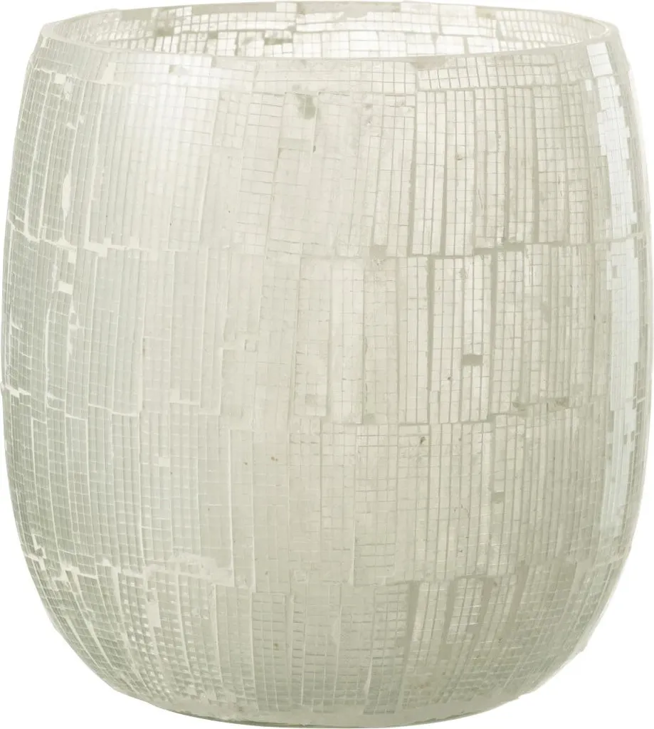 Lanterne Décorative en Mosaïque de Verre - Photophore Gris J-Line Grand