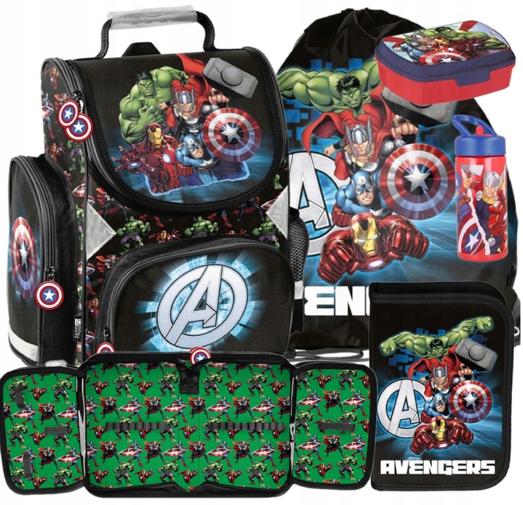 5tlg AVENGERS Schulranzen set Ranzen Schulrucksack rucksack Produktbild 