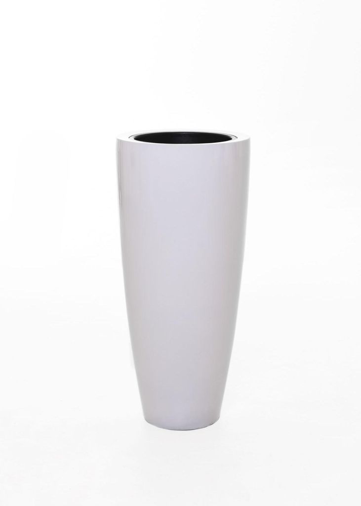 Vaso da fiori CITY in fibra di vetro, bianco lucido, 37x80 Immagine del prodotto 