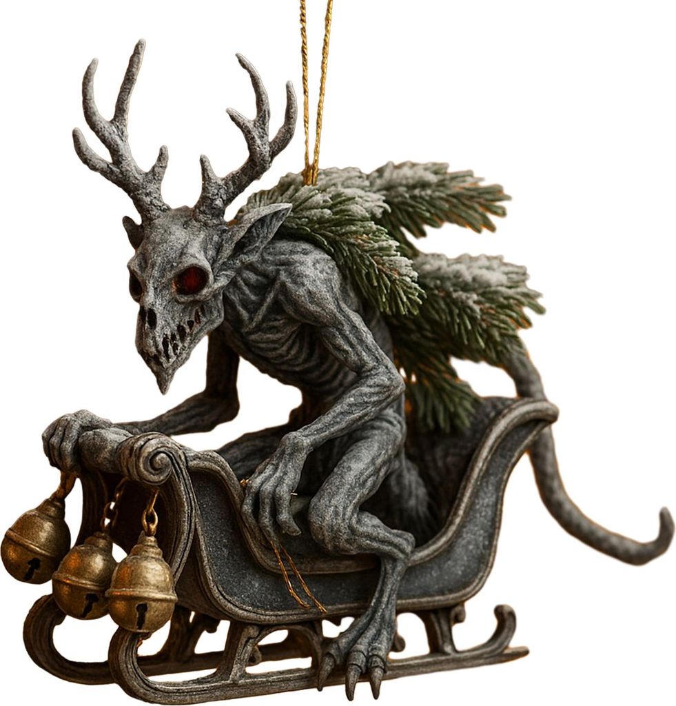 Dunkler Weihnachtsbaumschmuck aus Acryl, kopflos, Weihnachtsmann/Teufel, 2D, für drinnen und draußen, für die Dekoration von Zuhause und Partys