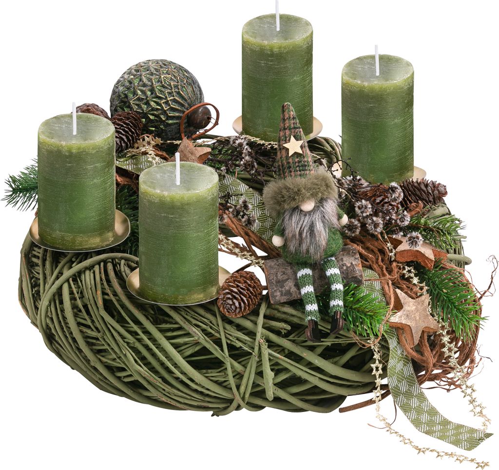 Dehner Adventskranz Wichtelwald, handgefertigt, mit 4 Produktbild 