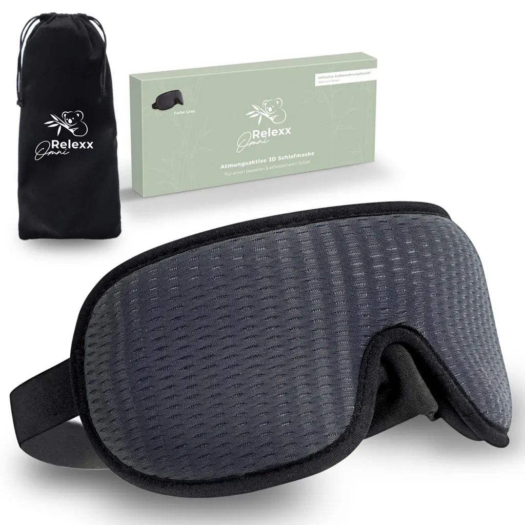 Masque de sommeil anti-pression 3D OMNIRELEXX Gris - Yeux sensibles