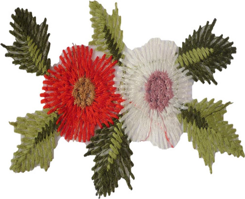 1 Spitze Applikation 7,5x13,5cm Aufnäher Stickerei Blumen Blüten Einsatz Nr.: 9