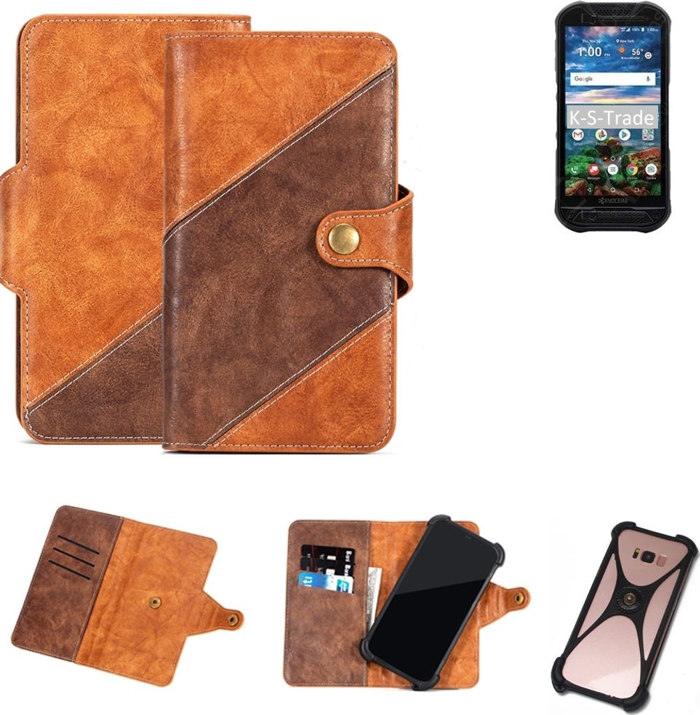 K-S-Trade Handy-Hülle Schutz-Hülle Bookstyle Case Wallet-Case kompatibel mit Kyocera DuraForce Pro 2 Handy Cover Bumper Kantenschutz Smartphone