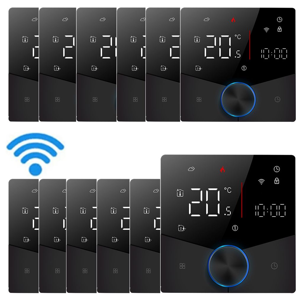 12X Smart Tuya WiFi-Thermostat, Digital LED Raumthermostat Sprachsteuerung Wandthermostat fuer 16A Elektrische Heizung Fussbodenheizung mit dimmbar...
