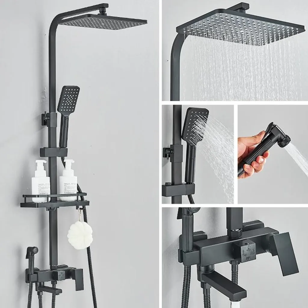 Douche effet pluie thermostatique en inox pour salle de bain