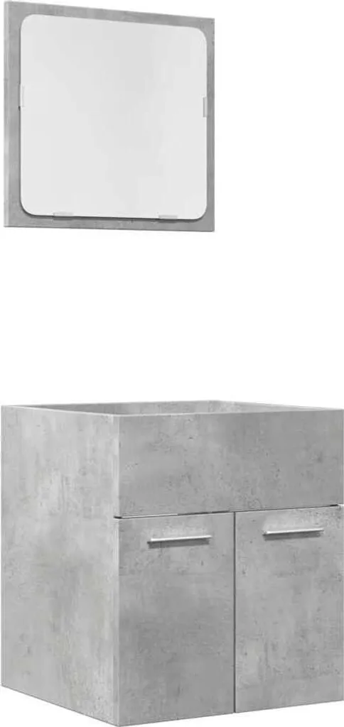 vidaXL Mobile Bagno Grigio Cemento con Specchio | Design 2 Pezzi